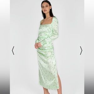 Ganni Silk Stretch Satin Dress- Patina Green. SIZE 34. Excellent condition.